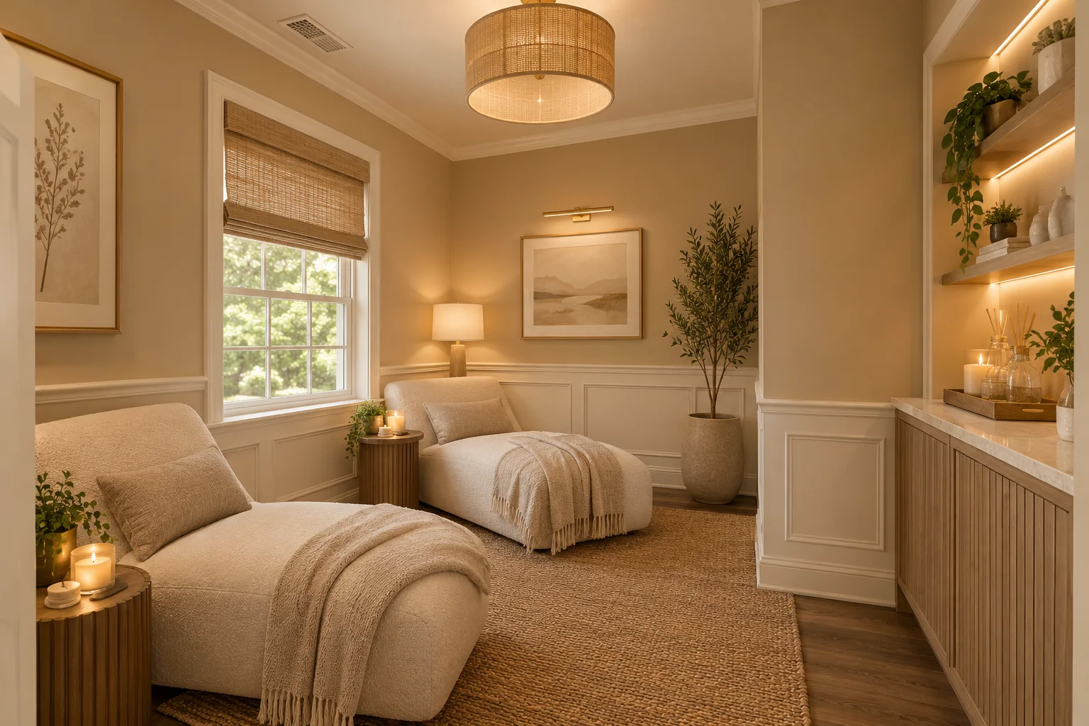 A treatment room set for a facial